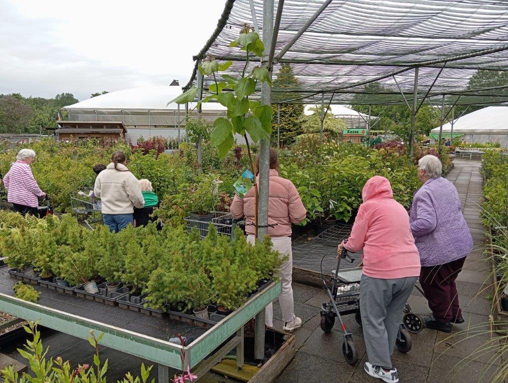 Eine Momentaufnahme im Gartencenter während der Auswahl der gewünschten Blumen.